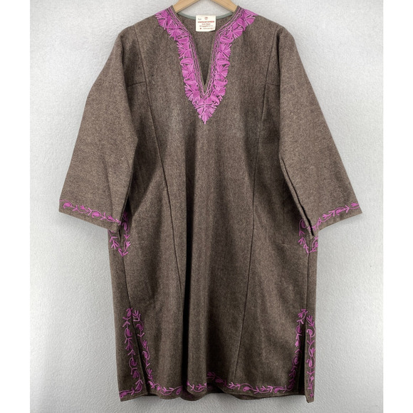 Kashmir Art Emporium Dresses & Skirts - KASHMIR ART EMPORIUM Dress 40 Handwork Kashmiri Pheran Embroidered Brown NEW